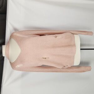 Crave Fame Almost Famous Choker Sweater Juniors Large Pink Distressed Grunge-E